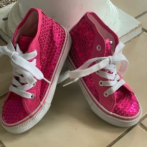 Pink Sequin Girls High Tops
